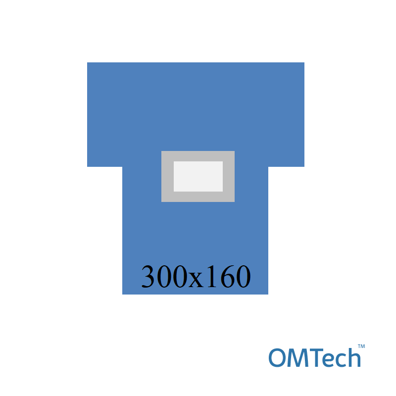 Покриття операційне OMTech™ для лапароскопії №1 300см х 160см - на дугу, з адгезивним операційним полем 30см х 25см (СМС - 35 г/м2), стерильне